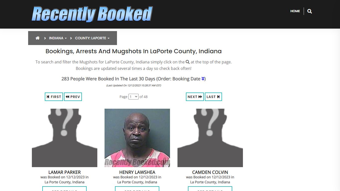 Recent bookings, Arrests, Mugshots in LaPorte County, Indiana