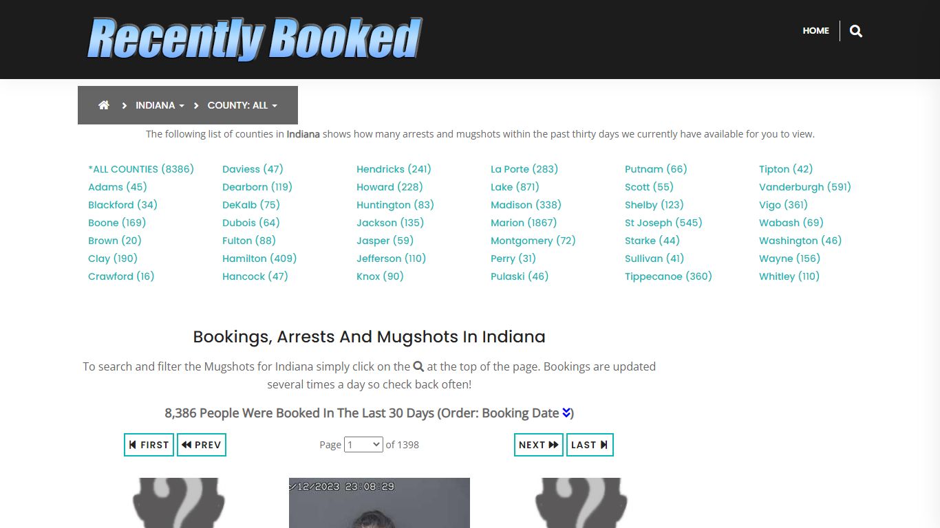 Recent bookings, Arrests, Mugshots in La Porte County, Indiana